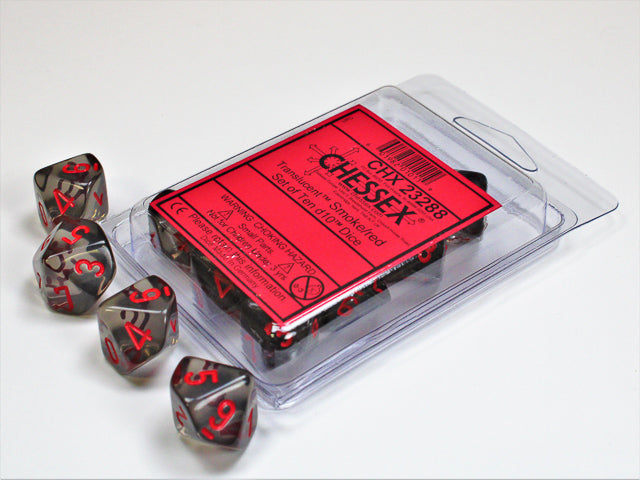chessex translucent smoke red set of d10