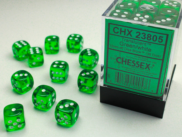 chessex green white d6 dice block