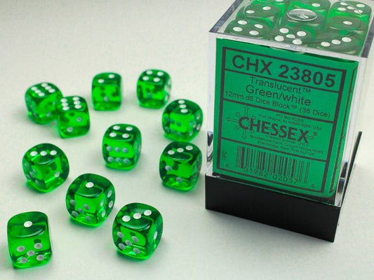 chessex green white d6 dice block