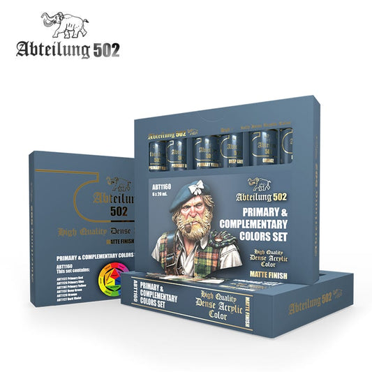 Abteilung 502: High Quality Dense Acrylic Colors - Primary and Complimentary Colors Set