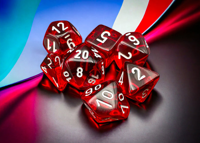 Chessex RPG Dice Sets: Translucent Polyhedral Red/White 7-Die Set