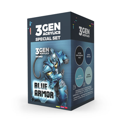 3Gen Acrylics Blue Armor special set packaging on a white background
