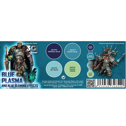 Product label with fantasy-themed characters and color swatches on a blue background