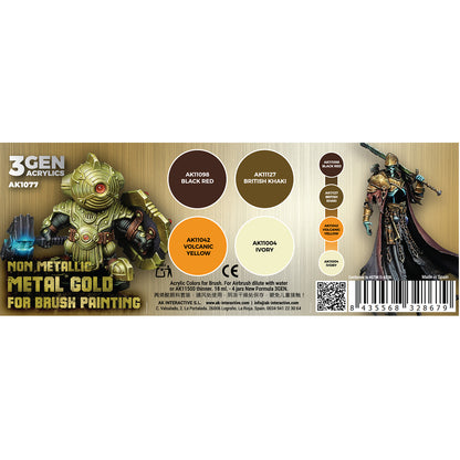 Product packaging for 3Gen Acrylics with color swatches and a figure illustration on a white background.