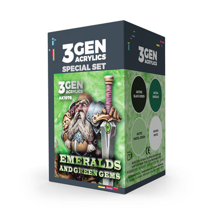3Gen Acrylics 'Emeralds and Green Gems' special set packaging on a white background