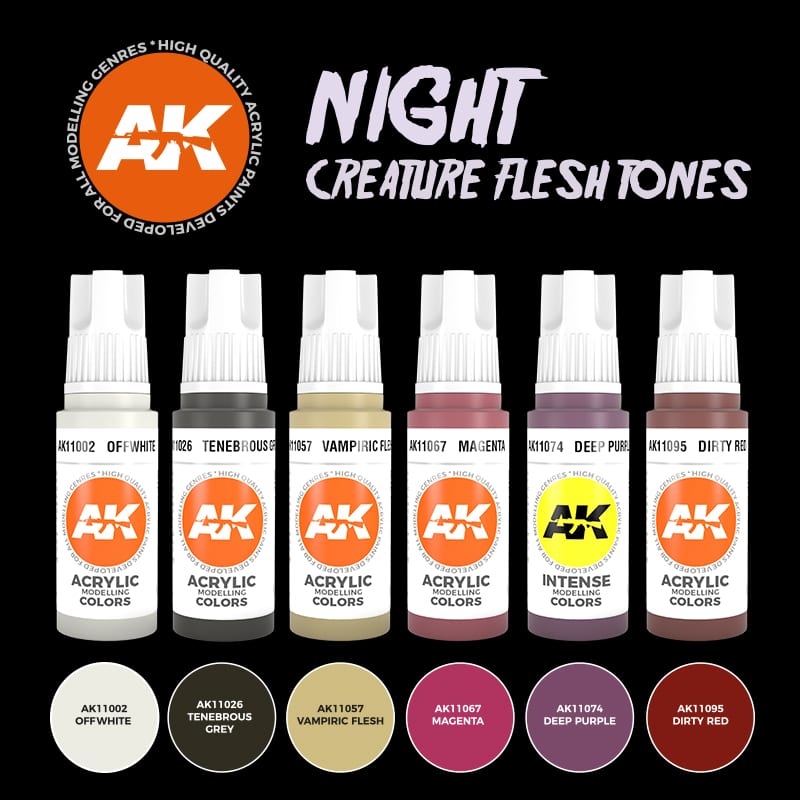 3rd Gen Acrylics - Night Creatures Flesh Tones Acrylic Paint Set by AK-Interactive