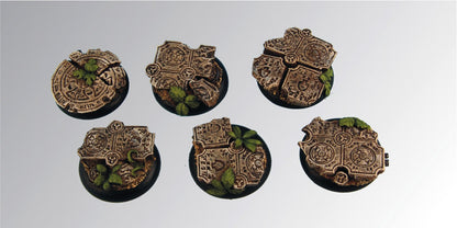 Ruins 30 mm - Round Edge - round scenic bases (set of 5) by Scibor Monsterous Miniatures